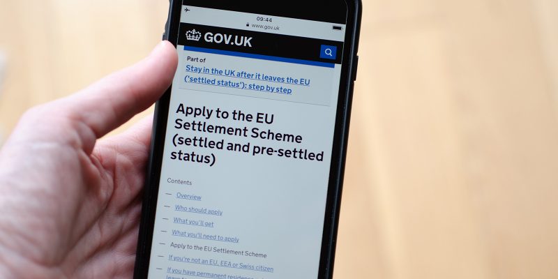 Gibraltar 23 January 2020: The application page on the Goverment website showing how to apply for Settled status in the UK